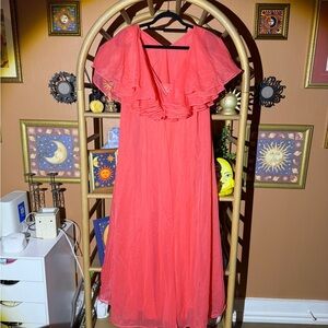 Elegant Coral slip with cover Ruffled Sleeves